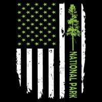 US american flag with pine tree for protect national parks  Performance Shirt