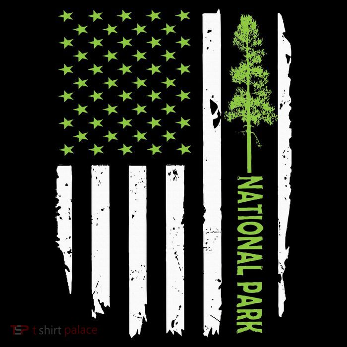 US american flag with pine tree for protect national parks  City Backpack