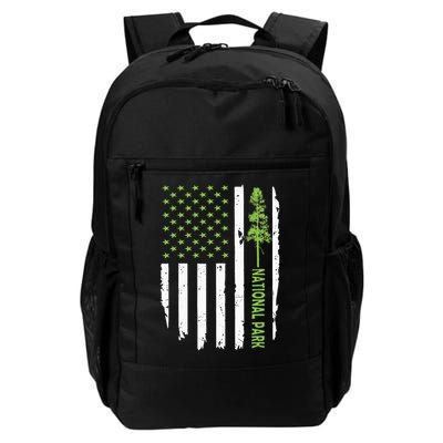 US american flag with pine tree for protect national parks  Backpack