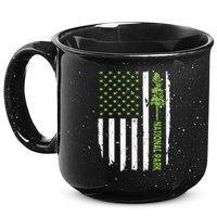 US american flag with pine tree for protect national parks  15oz Campfire Ceramic Mug