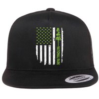 US american flag with pine tree for protect national parks  Flat Bill Trucker Hat