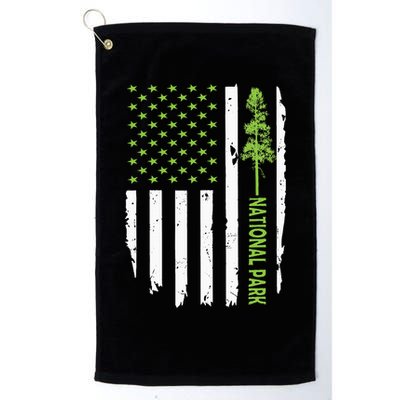 US american flag with pine tree for protect national parks  Golf Towel