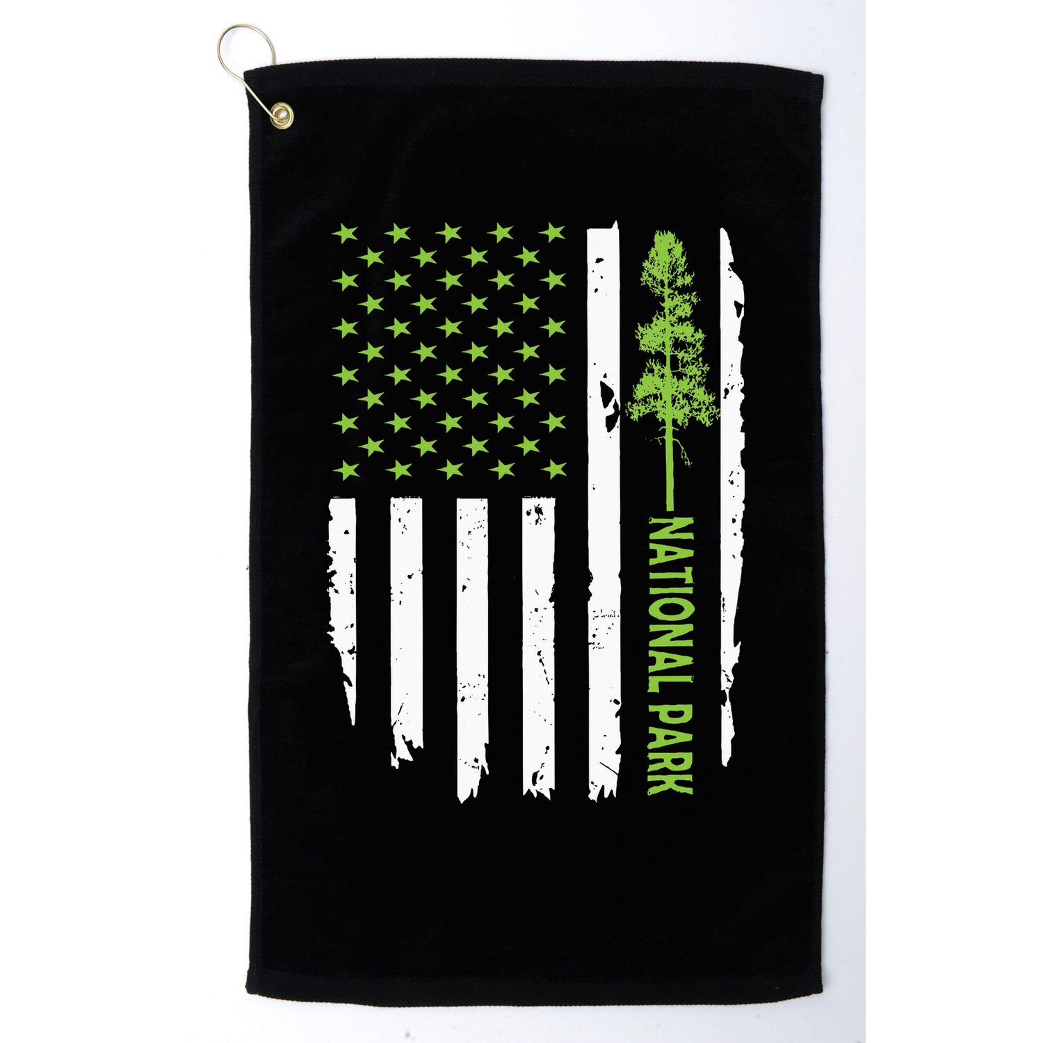 US american flag with pine tree for protect national parks  Golf Towel