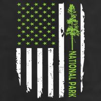 US american flag with pine tree for protect national parks  Golf Towel
