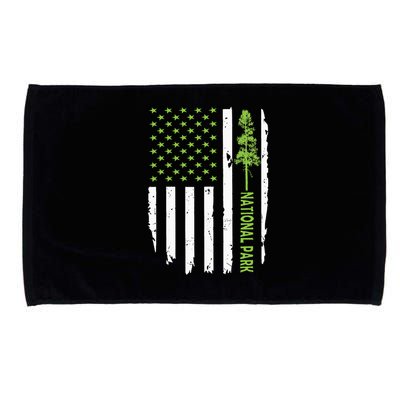 US american flag with pine tree for protect national parks  Microfiber Hand Towel