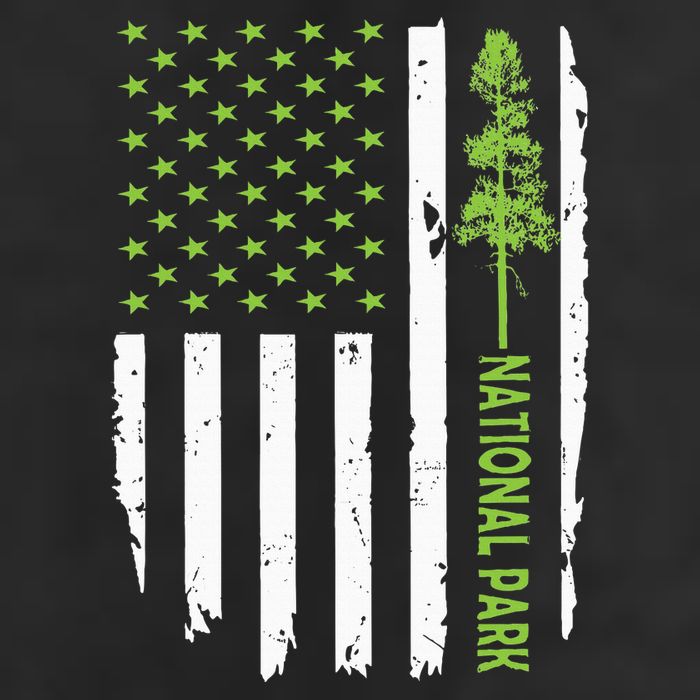 US american flag with pine tree for protect national parks  Microfiber Hand Towel