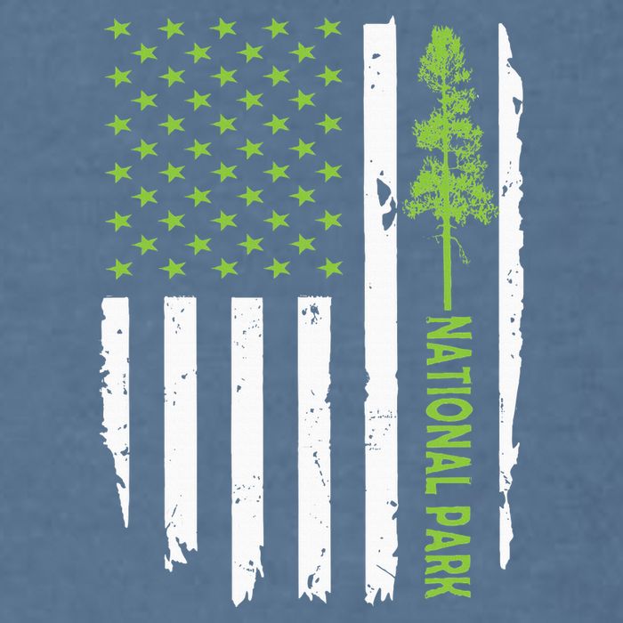 US american flag with pine tree for protect national parks  Garment-Dyed Sweatshirt