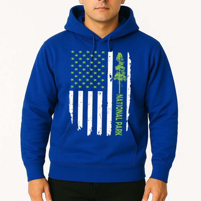 US american flag with pine tree for protect national parks  Hoodie