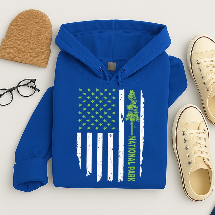 US american flag with pine tree for protect national parks  Hoodie