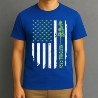 US american flag with pine tree for protect national parks  T-Shirt