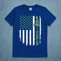 US american flag with pine tree for protect national parks  T-Shirt
