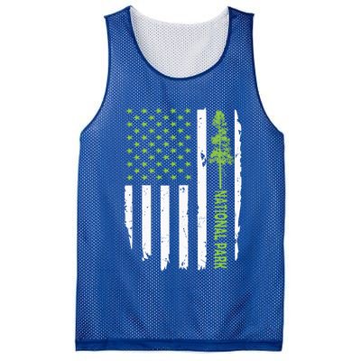 US american flag with pine tree for protect national parks  Mesh Reversible Basketball Jersey Tank