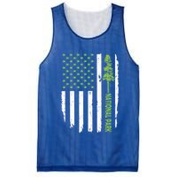 US american flag with pine tree for protect national parks  Mesh Reversible Basketball Jersey Tank