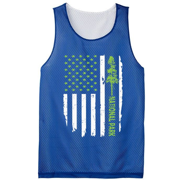 US american flag with pine tree for protect national parks  Mesh Reversible Basketball Jersey Tank