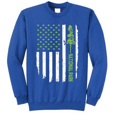 US american flag with pine tree for protect national parks  Tall Sweatshirt