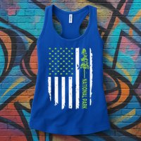 US american flag with pine tree for protect national parks  Womens Tank Top