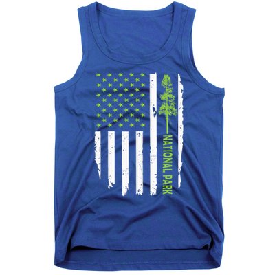 US american flag with pine tree for protect national parks  Tank Top