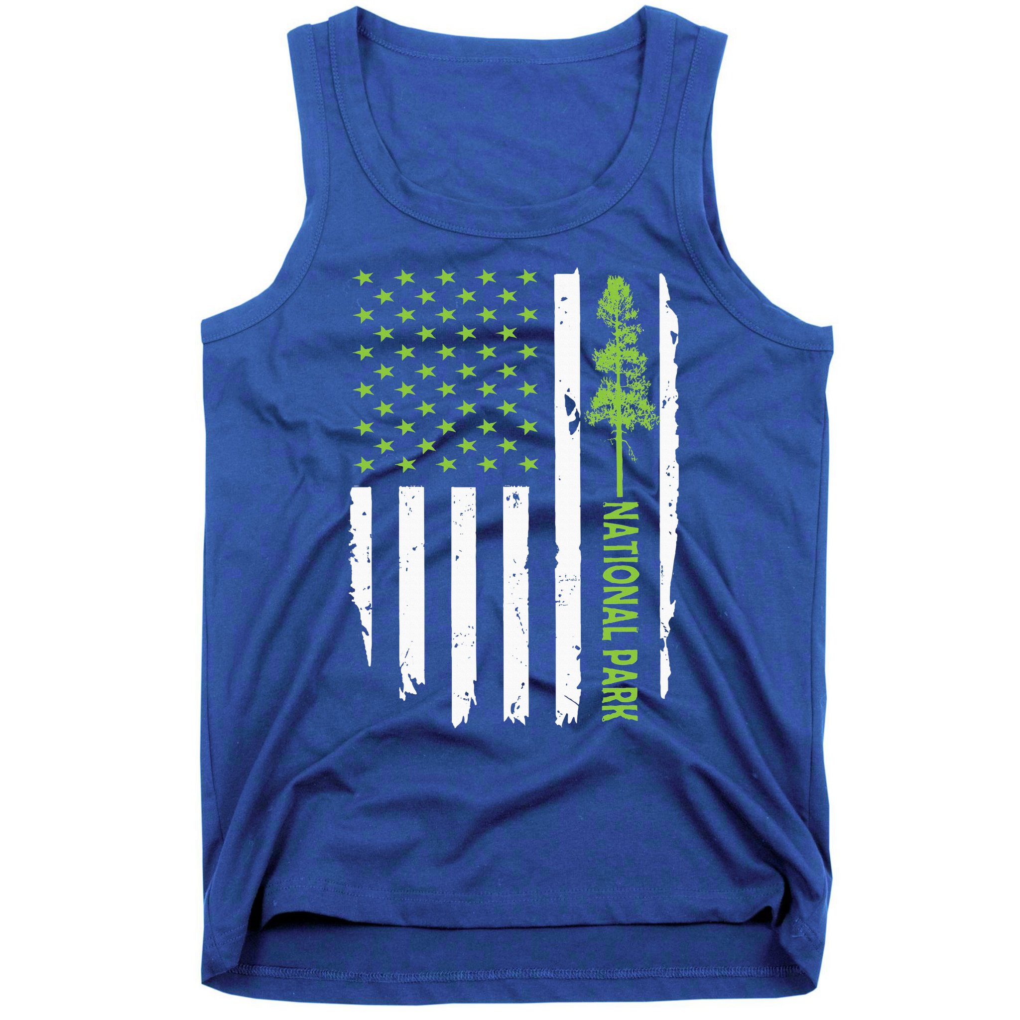 US american flag with pine tree for protect national parks  Tank Top