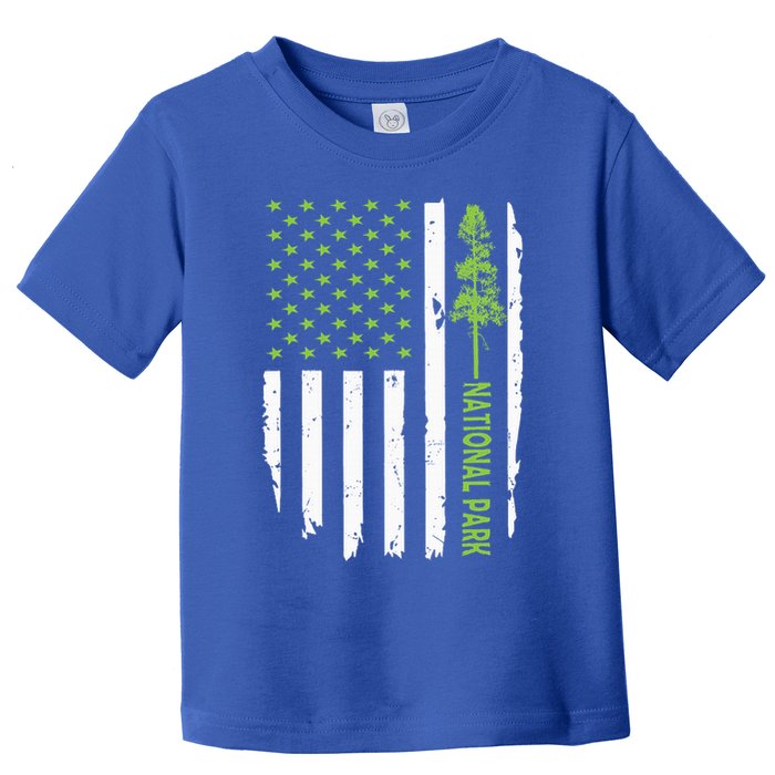 US american flag with pine tree for protect national parks  Toddler T-Shirt