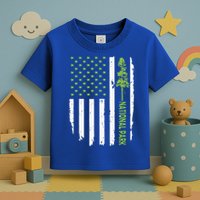 US american flag with pine tree for protect national parks  Toddler T-Shirt