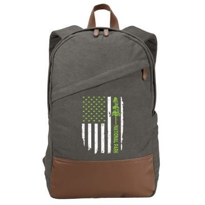 US american flag with pine tree for protect national parks  Cotton Canvas Backpack