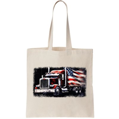 Us American Flag Semi Truck Driver Trucker Tote Bag