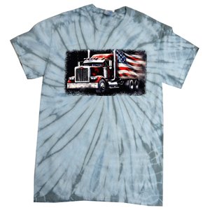 Us American Flag Semi Truck Driver Trucker Tie-Dye T-Shirt