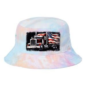 Us American Flag Semi Truck Driver Trucker Tie Dye Newport Bucket Hat