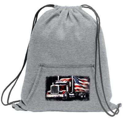 Us American Flag Semi Truck Driver Trucker Sweatshirt Cinch Pack Bag