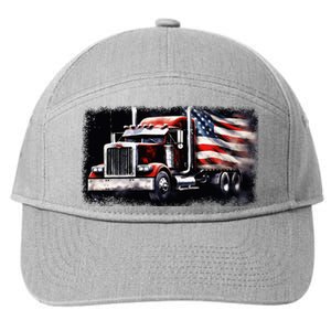 Us American Flag Semi Truck Driver Trucker 7-Panel Snapback Hat