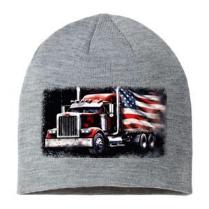 Us American Flag Semi Truck Driver Trucker Sustainable Beanie