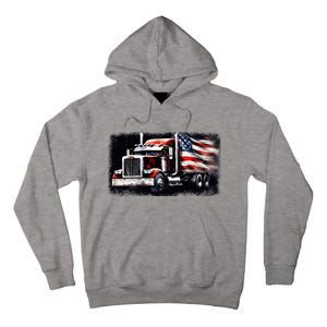 Us American Flag Semi Truck Driver Trucker Tall Hoodie