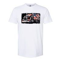 Us American Flag Semi Truck Driver Trucker Softstyle CVC T-Shirt