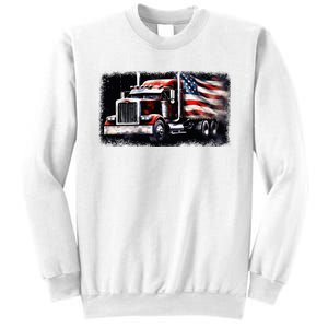 Us American Flag Semi Truck Driver Trucker Sweatshirt