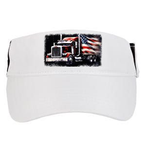 Us American Flag Semi Truck Driver Trucker Adult Drive Performance Visor