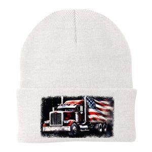 Us American Flag Semi Truck Driver Trucker Knit Cap Winter Beanie