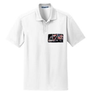 Us American Flag Semi Truck Driver Trucker Dry Zone Grid Polo