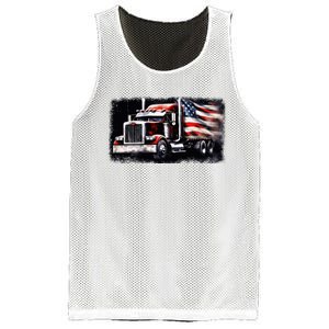 Us American Flag Semi Truck Driver Trucker Mesh Reversible Basketball Jersey Tank