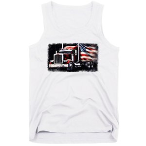 Us American Flag Semi Truck Driver Trucker Tank Top