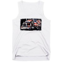 Us American Flag Semi Truck Driver Trucker Tank Top