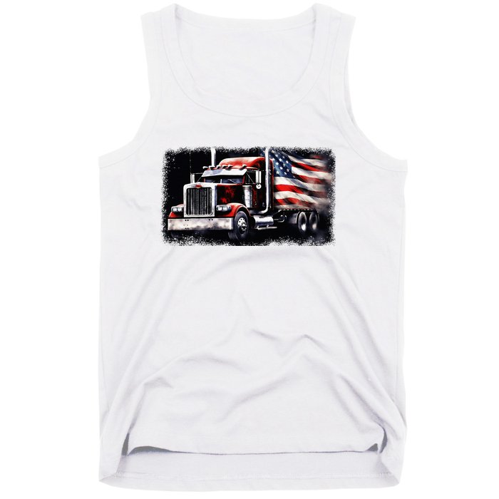 Us American Flag Semi Truck Driver Trucker Tank Top