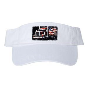 Us American Flag Semi Truck Driver Trucker Valucap Bio-Washed Visor