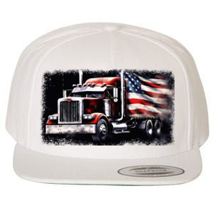 Us American Flag Semi Truck Driver Trucker Wool Snapback Cap