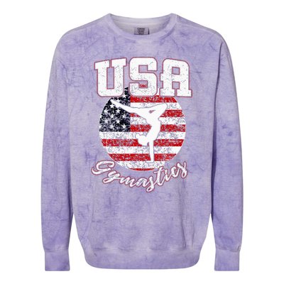 Usa American Flag Gymnastics Gymnast Colorblast Crewneck Sweatshirt