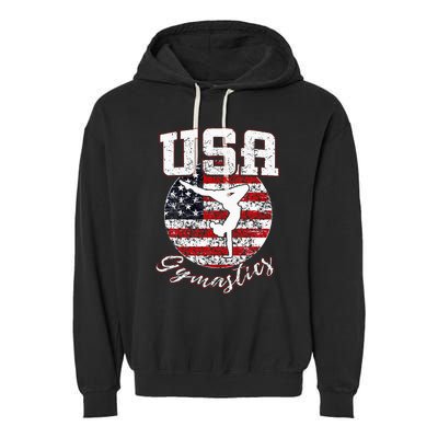 Usa American Flag Gymnastics Gymnast Garment-Dyed Fleece Hoodie