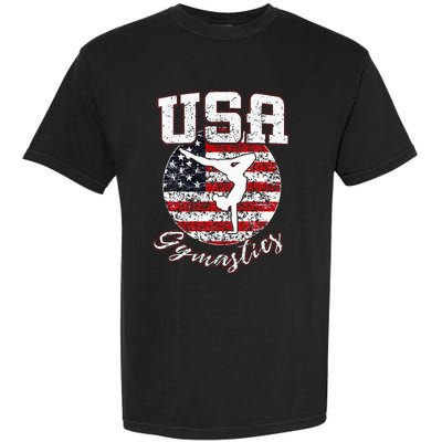 Usa American Flag Gymnastics Gymnast Garment-Dyed Heavyweight T-Shirt