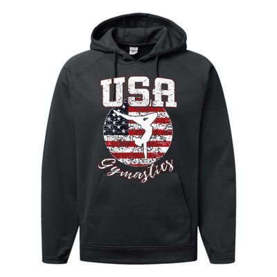 Usa American Flag Gymnastics Gymnast Performance Fleece Hoodie