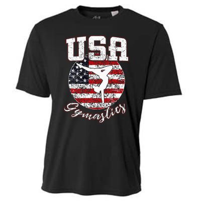 Usa American Flag Gymnastics Gymnast Cooling Performance Crew T-Shirt