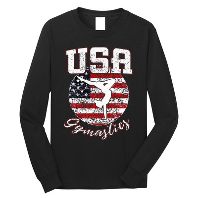 Usa American Flag Gymnastics Gymnast Long Sleeve Shirt