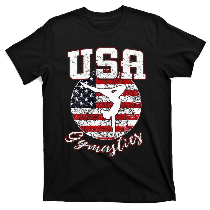 Usa American Flag Gymnastics Gymnast T-Shirt